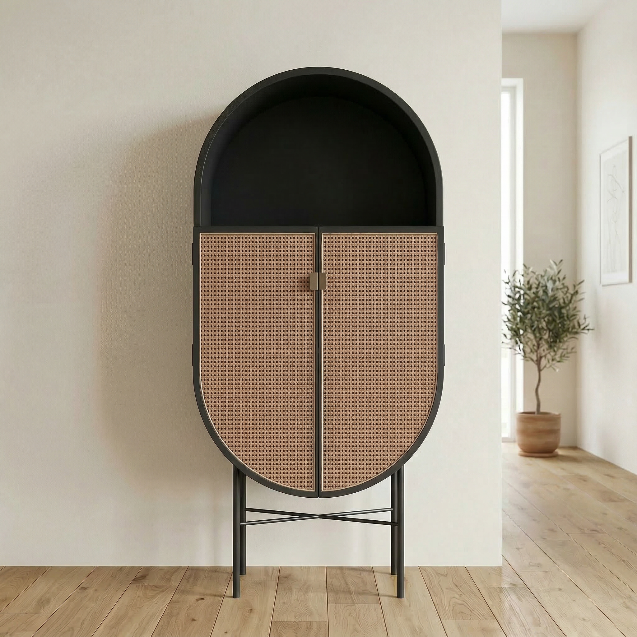 Retro Hazeran Oval Cabinet – Latanwood
