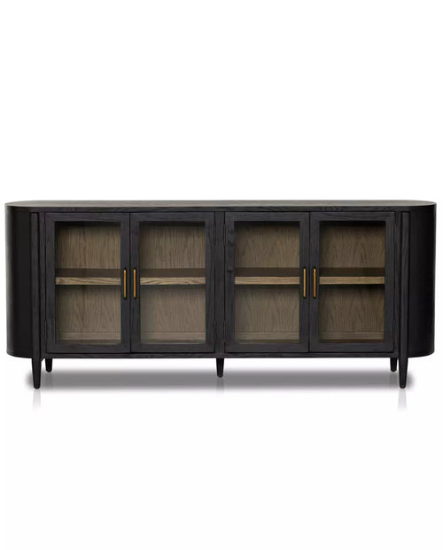 Line Cam Kapaklı Meşe Konsol