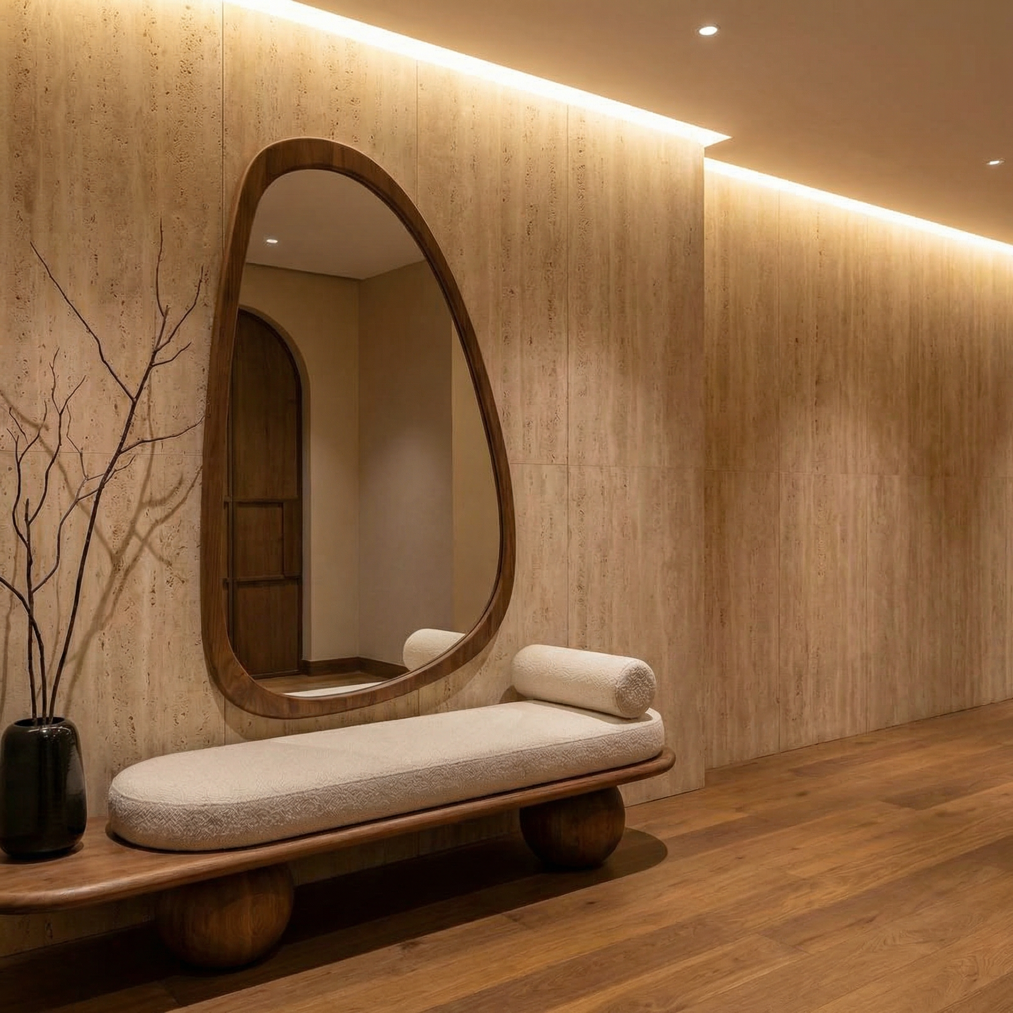 Bella wooden bench &amp; mirror 