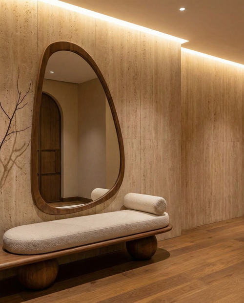 Bella wooden bench &amp; mirror 