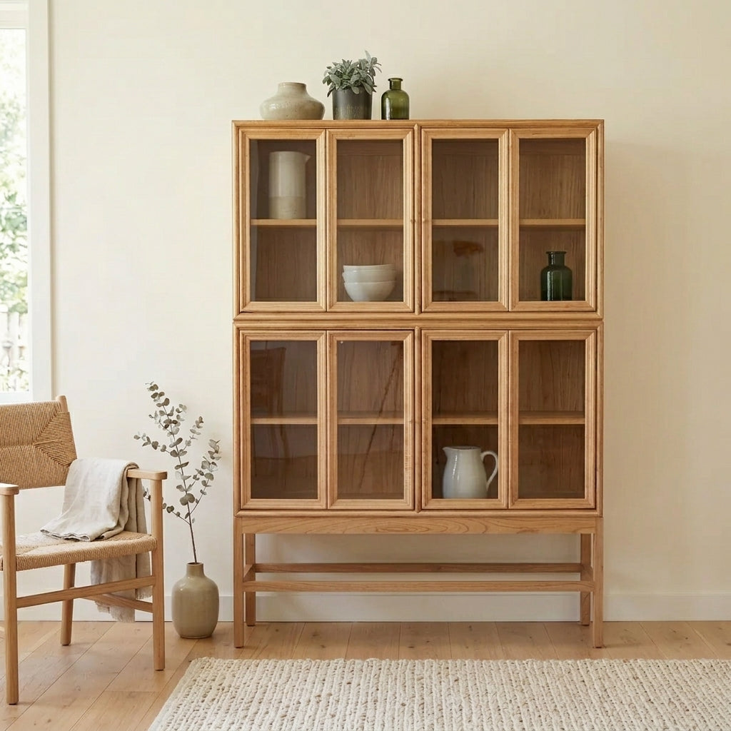 Buffet und Bücherregal aus Messing und Holz