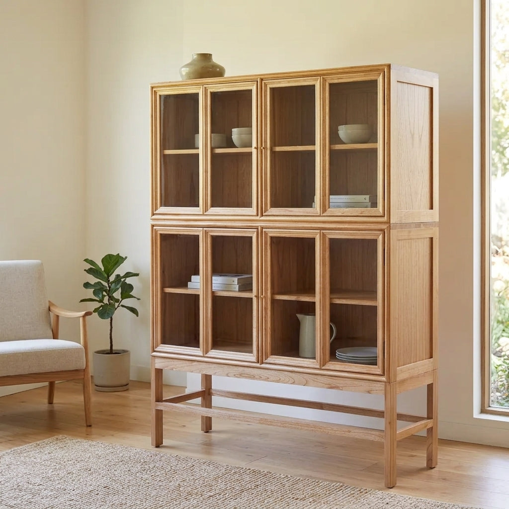 Buffet und Bücherregal aus Messing und Holz