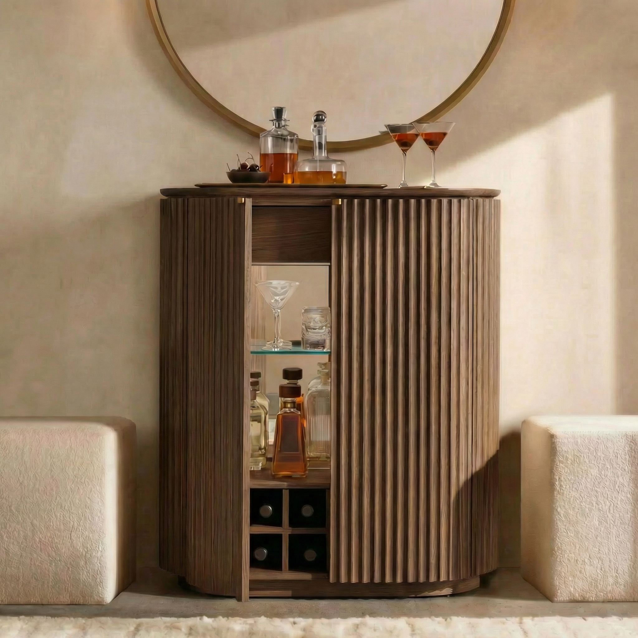 Claire Brown Oak Wooden Bar Console