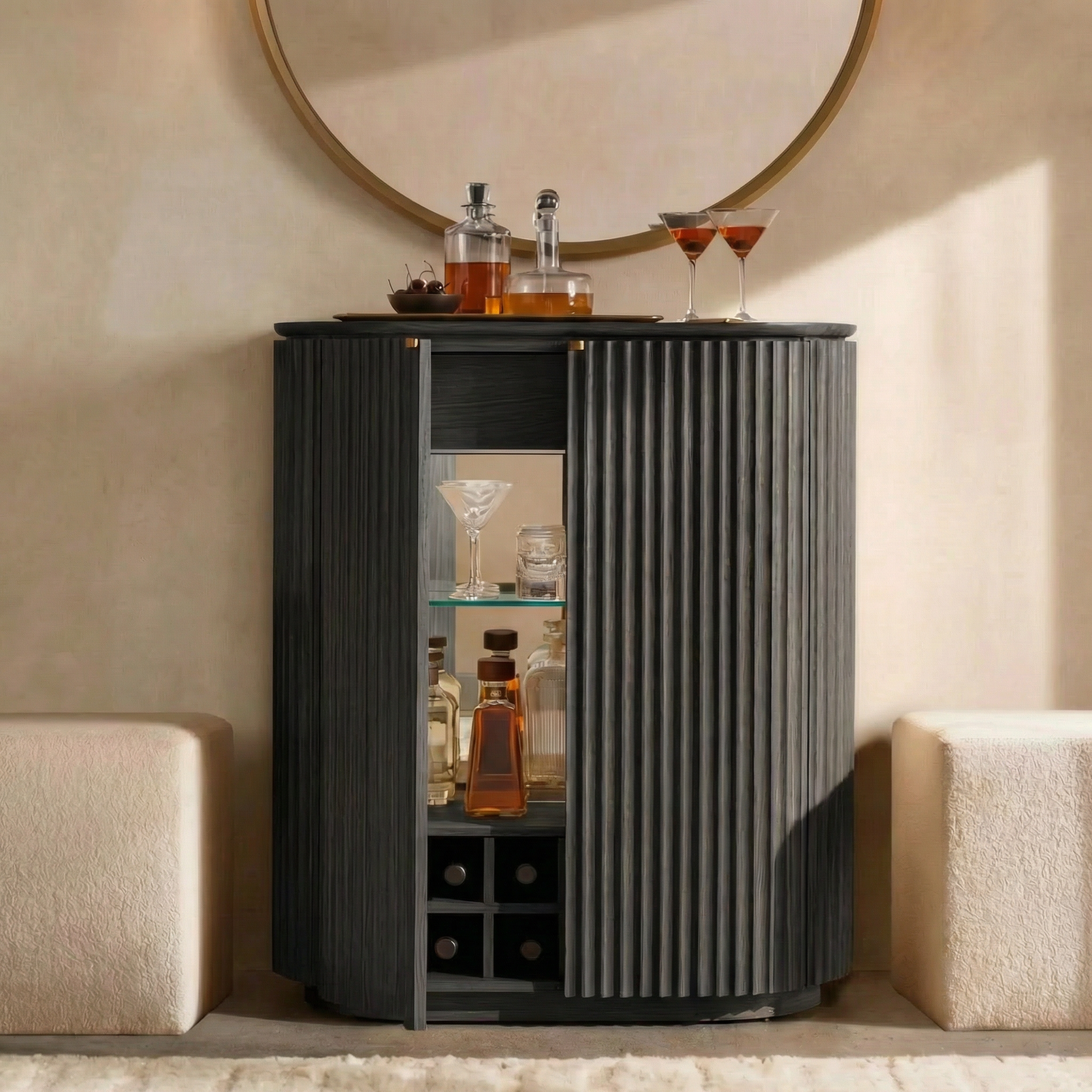 Claire Black Oak Wooden Bar Console