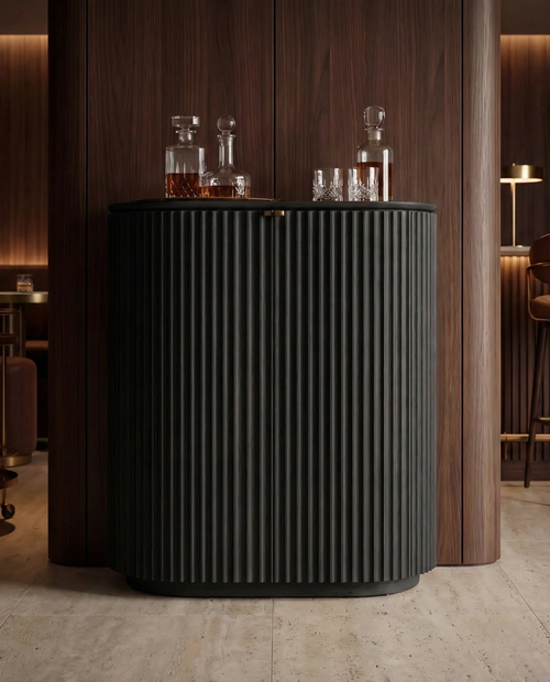 Barkonsole „Claire“ aus schwarzem Eichenholz