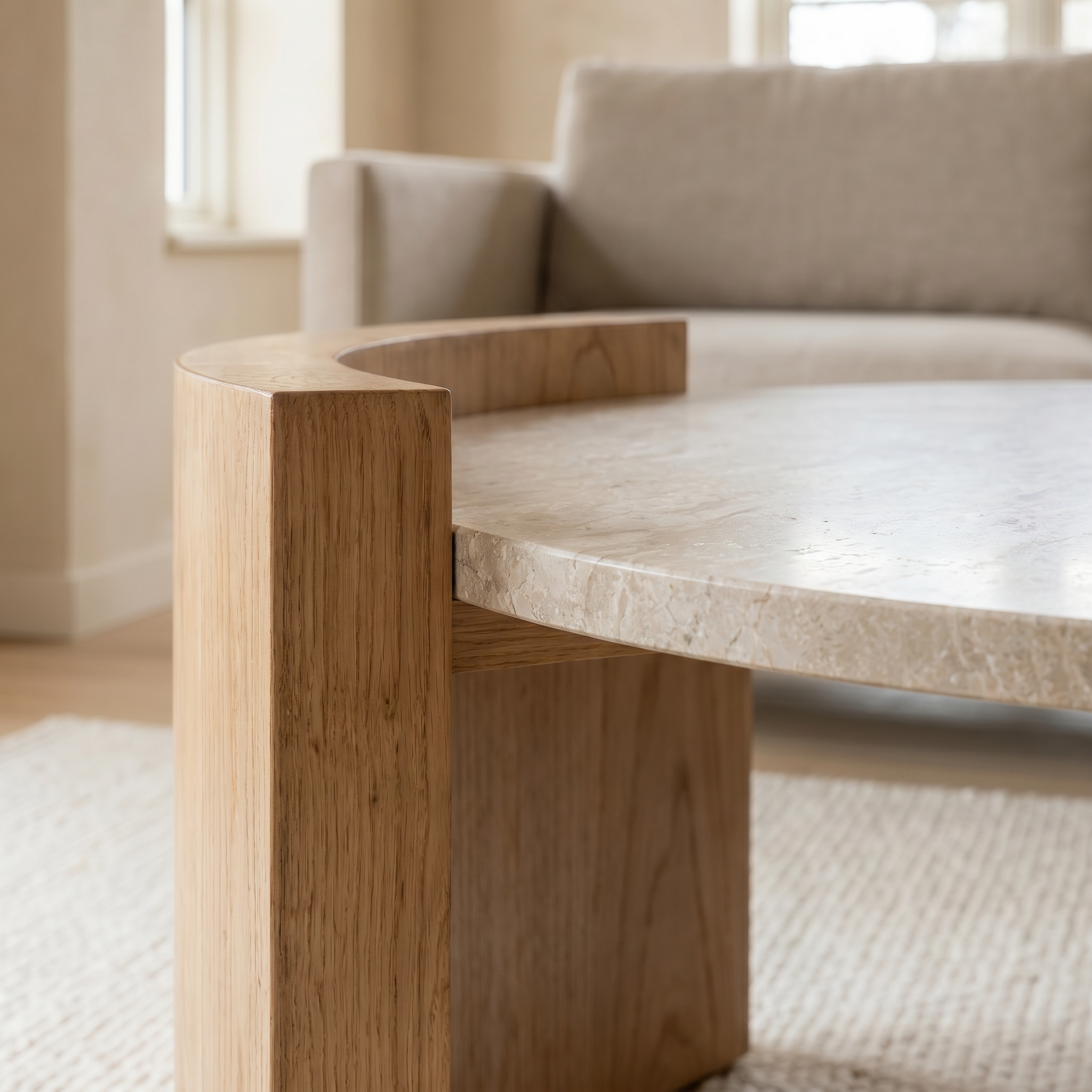 Couchtisch Mellix aus Granit, Marmor und Holz