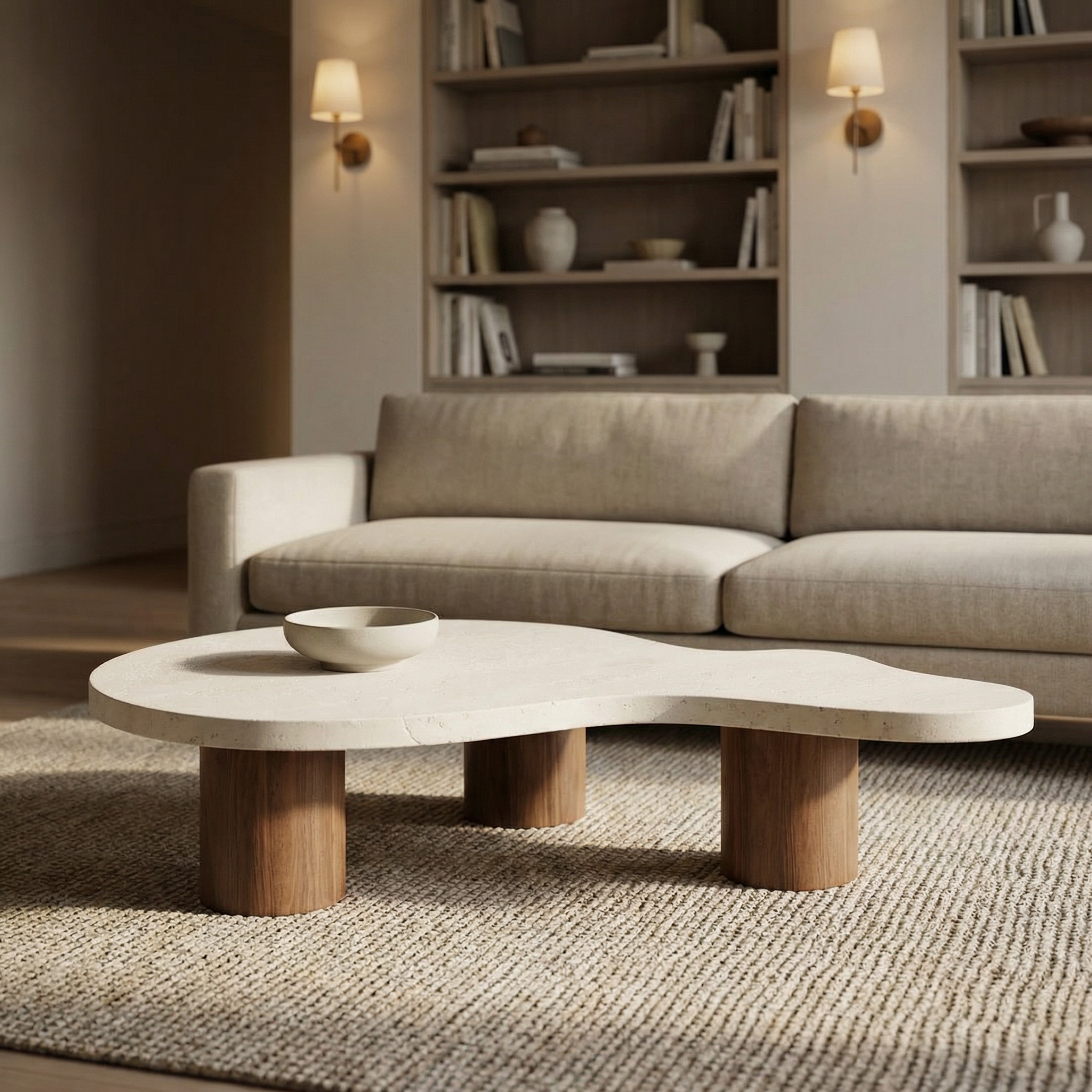 Fande Couchtisch aus Granit, Marmor und Holz