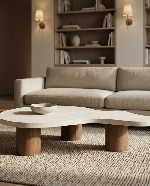 Fande Granit Mermer & Ahşap Orta Sehpa