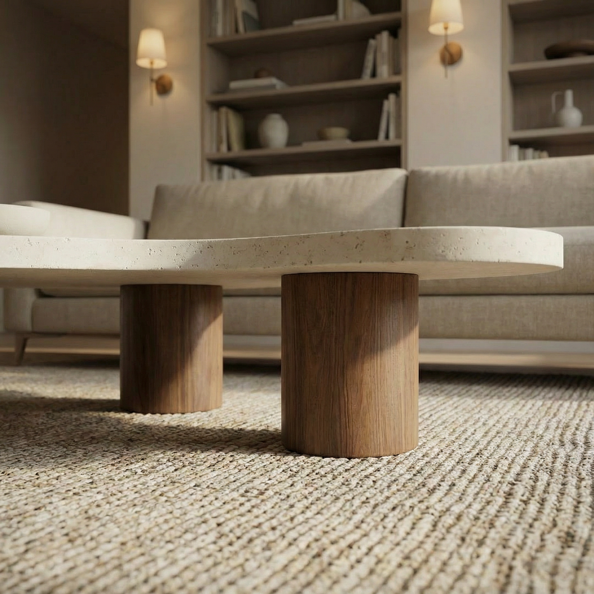 Fande Couchtisch aus Granit, Marmor und Holz