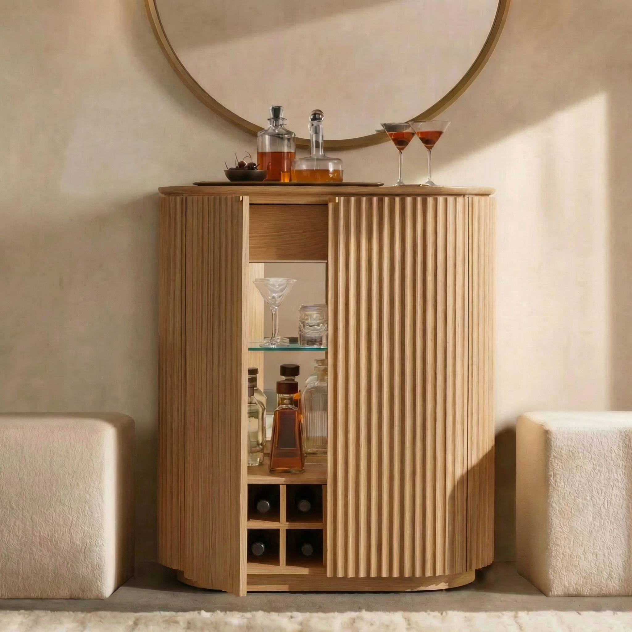 Barkonsole „Claire“ aus hellem Eichenholz