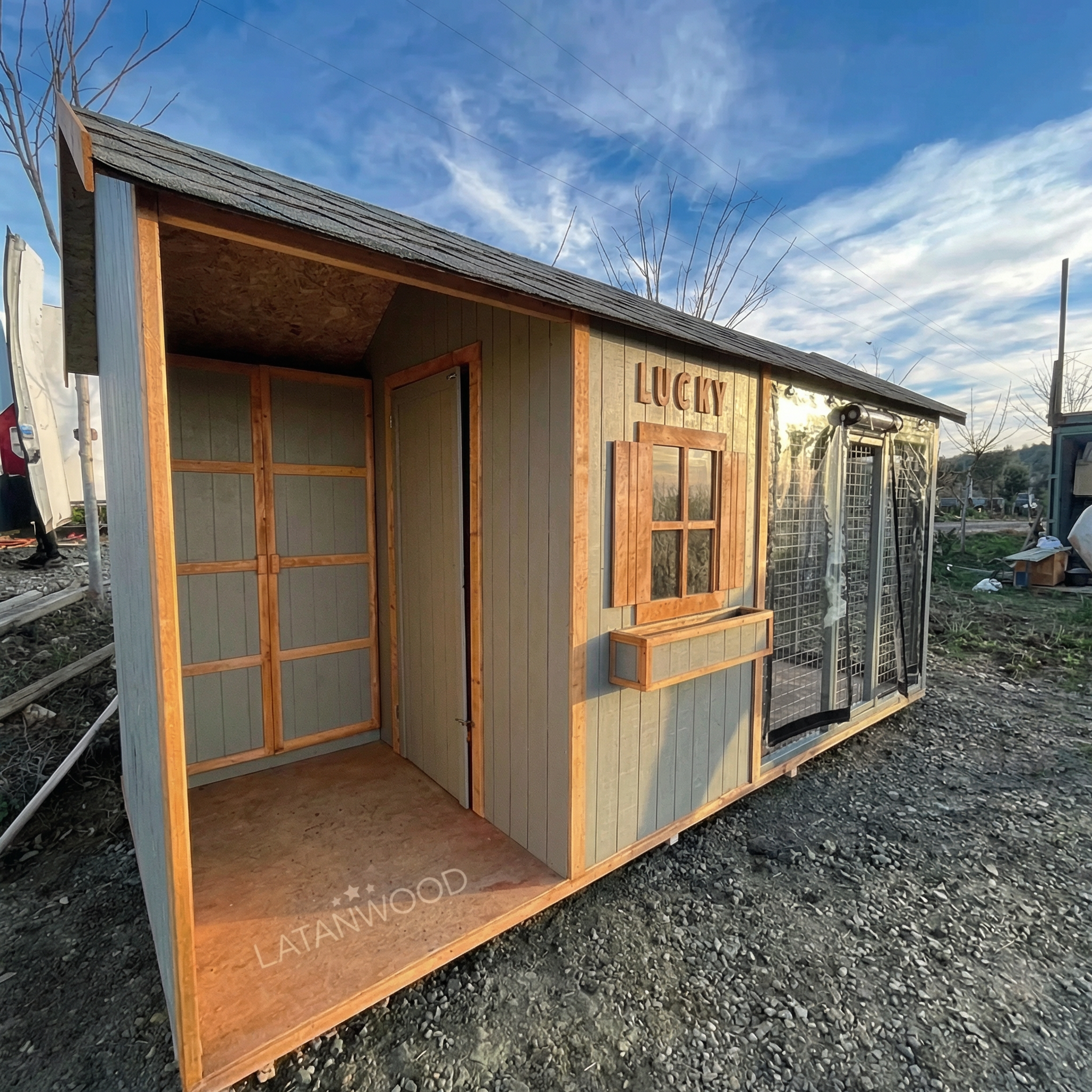 Lucky Wooden Dog House
