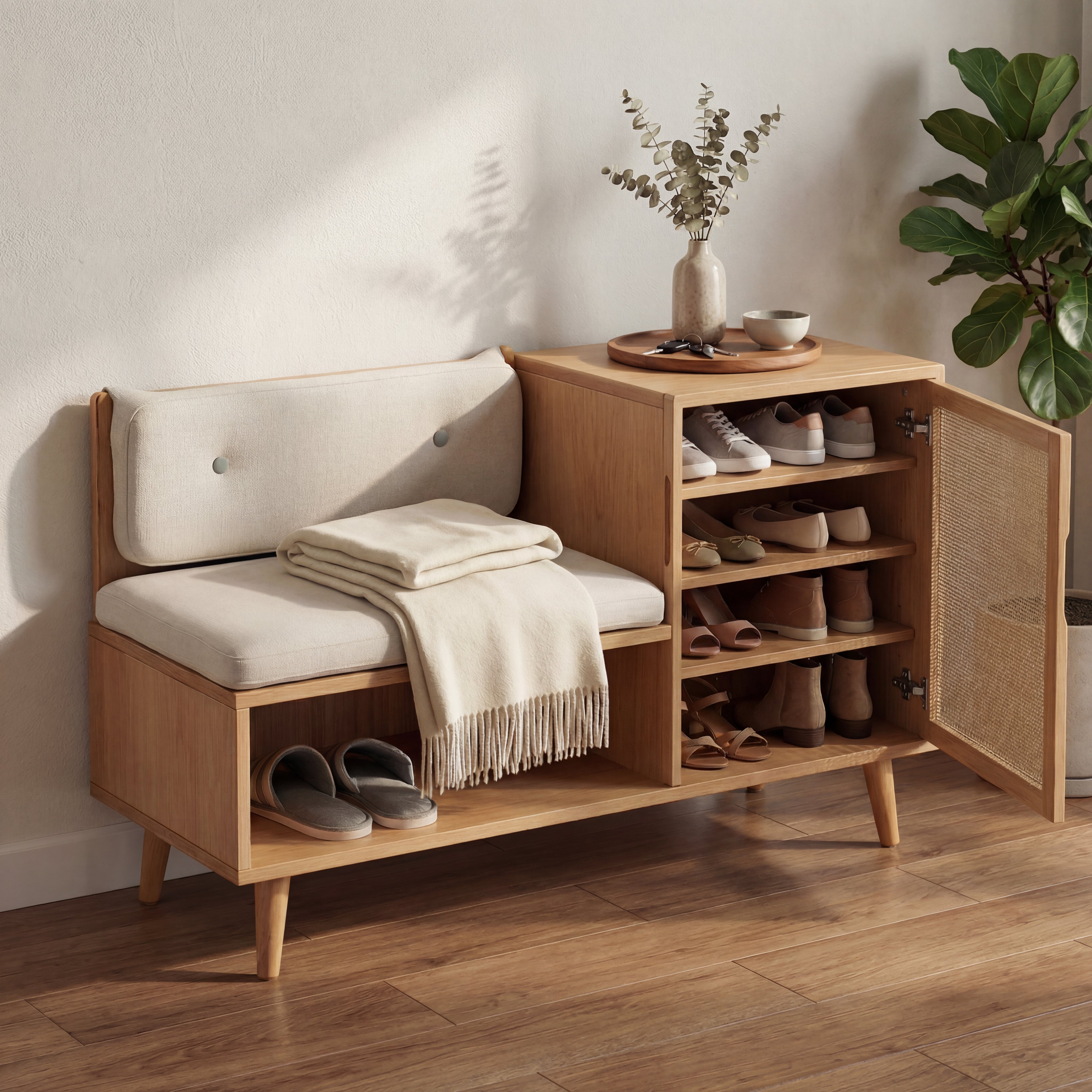 Hazeran Shoe Storage Bench | Ahşap Ayakkabılık | Latanwood