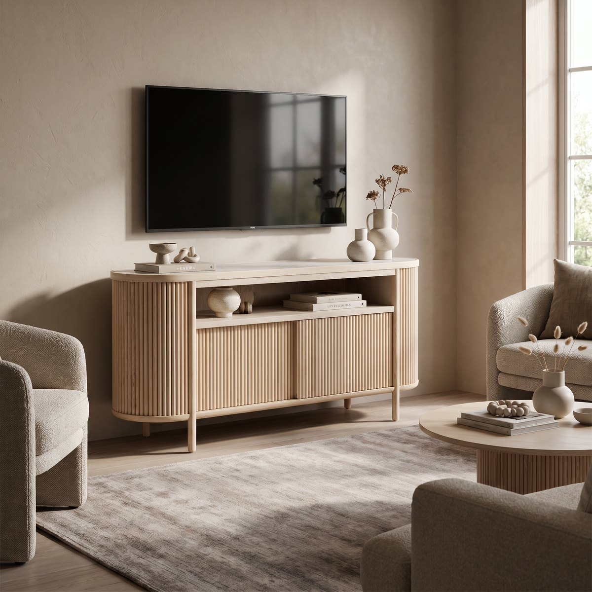 Inverse Wooden TV Unit
