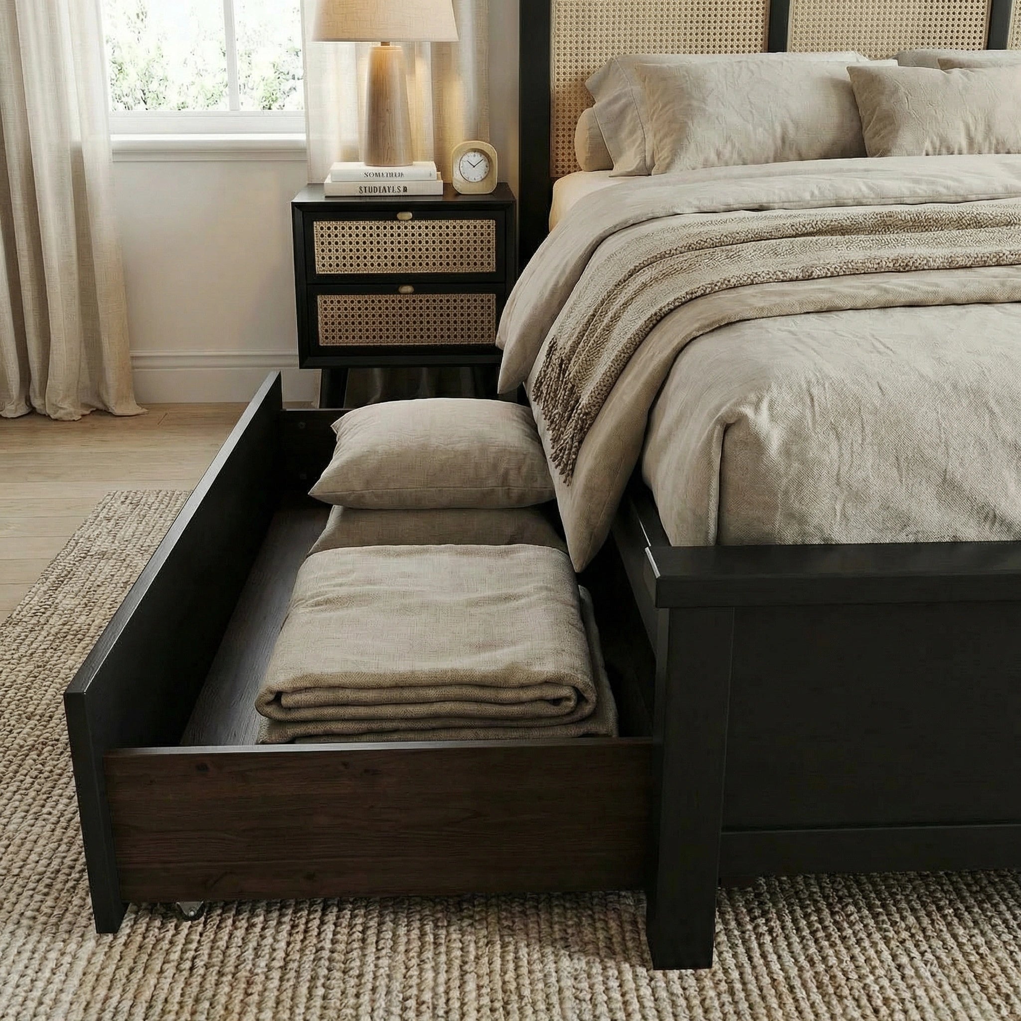 Karo Hazeranlı Ahşap Karyola & Komodin