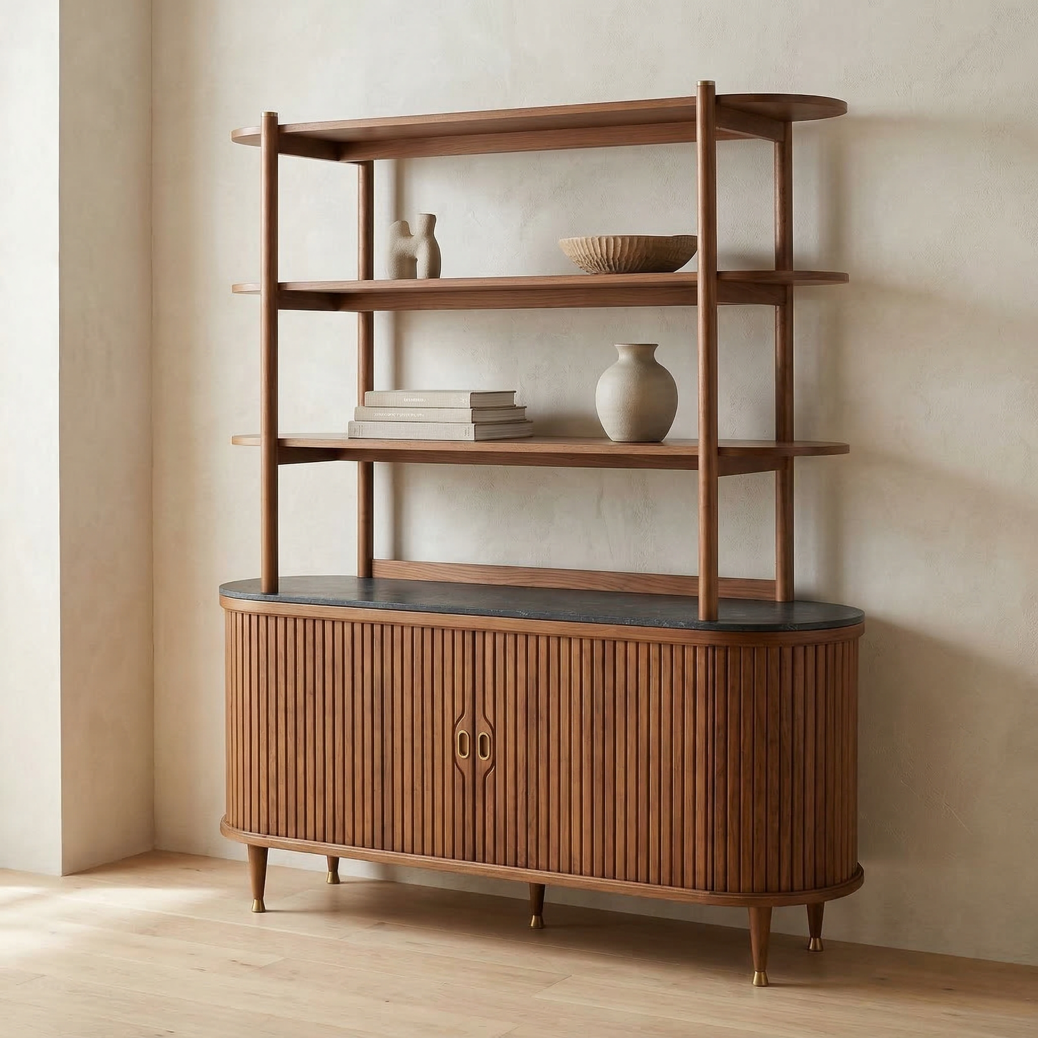 Lawrence Buffet und Bücherregal aus Holz