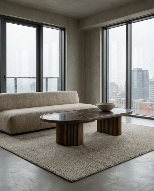 Moon Mermer Detaylı Sehpa