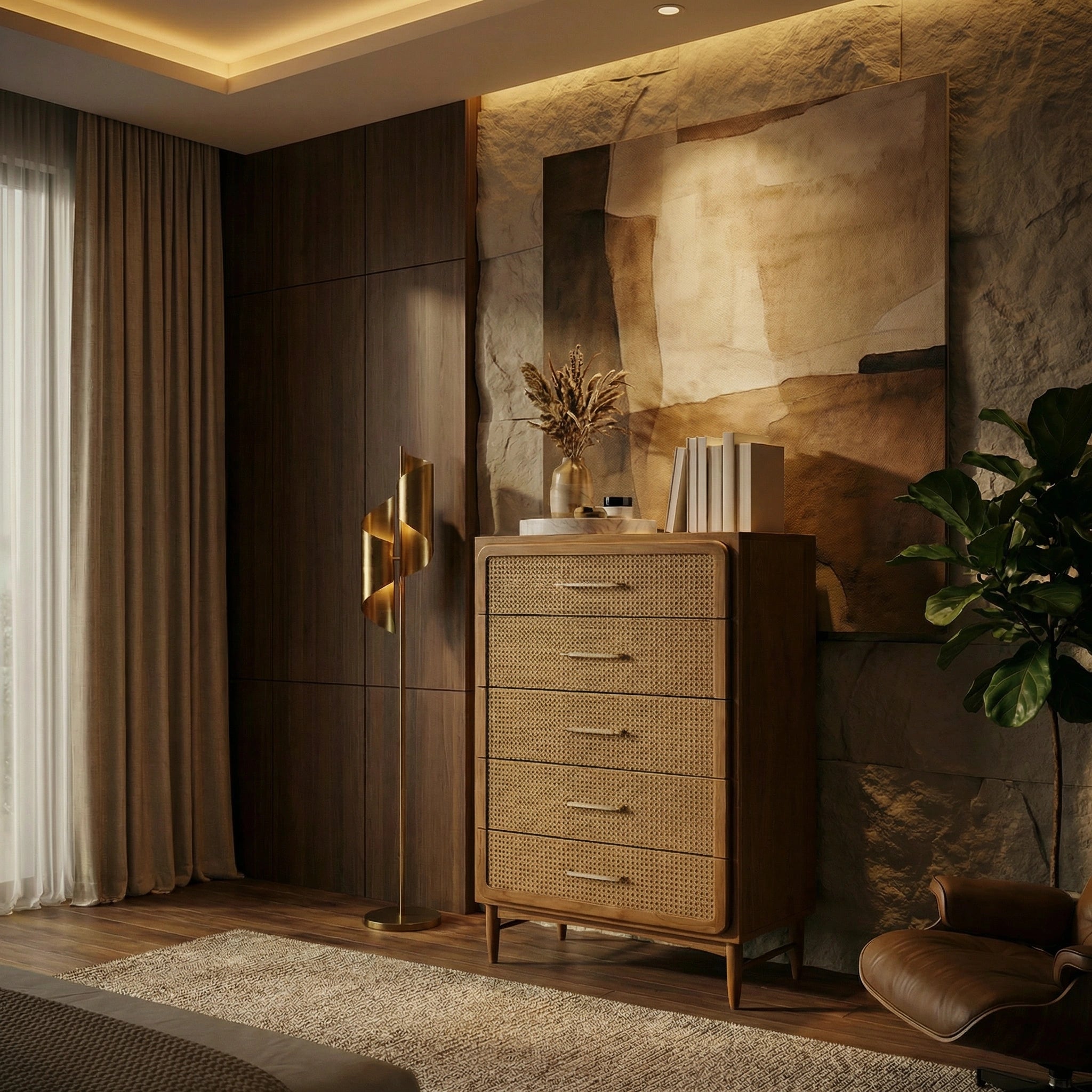 Rosaline Hazeranlı Uzun Ahşap Şifonyer