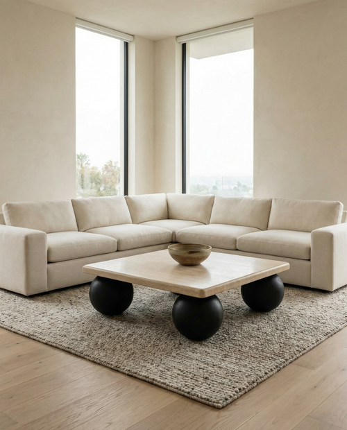 Travertine Wooden Coffee Table