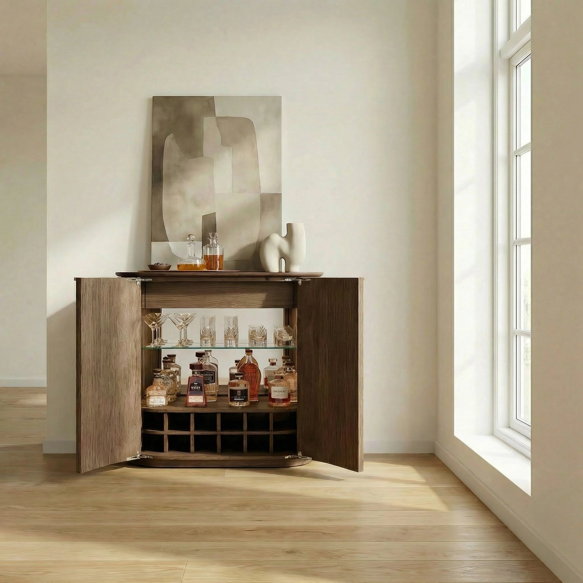 Barkonsole „Claire“ aus Eichenholz, Braun