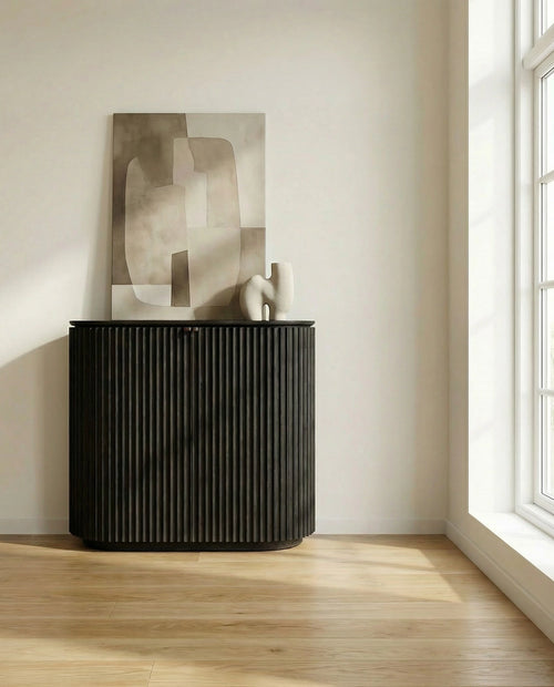 Claire Siyah Meşe Ahşap Bar Konsol