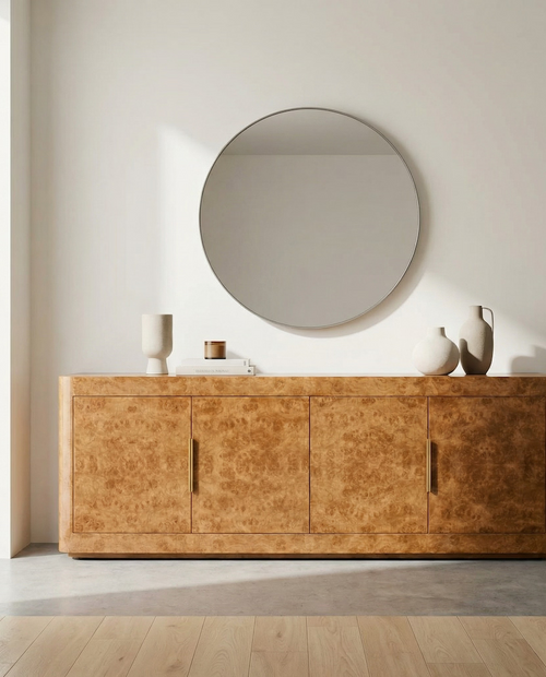 Dante burl ahşap tv konsolu 4 kapaklı