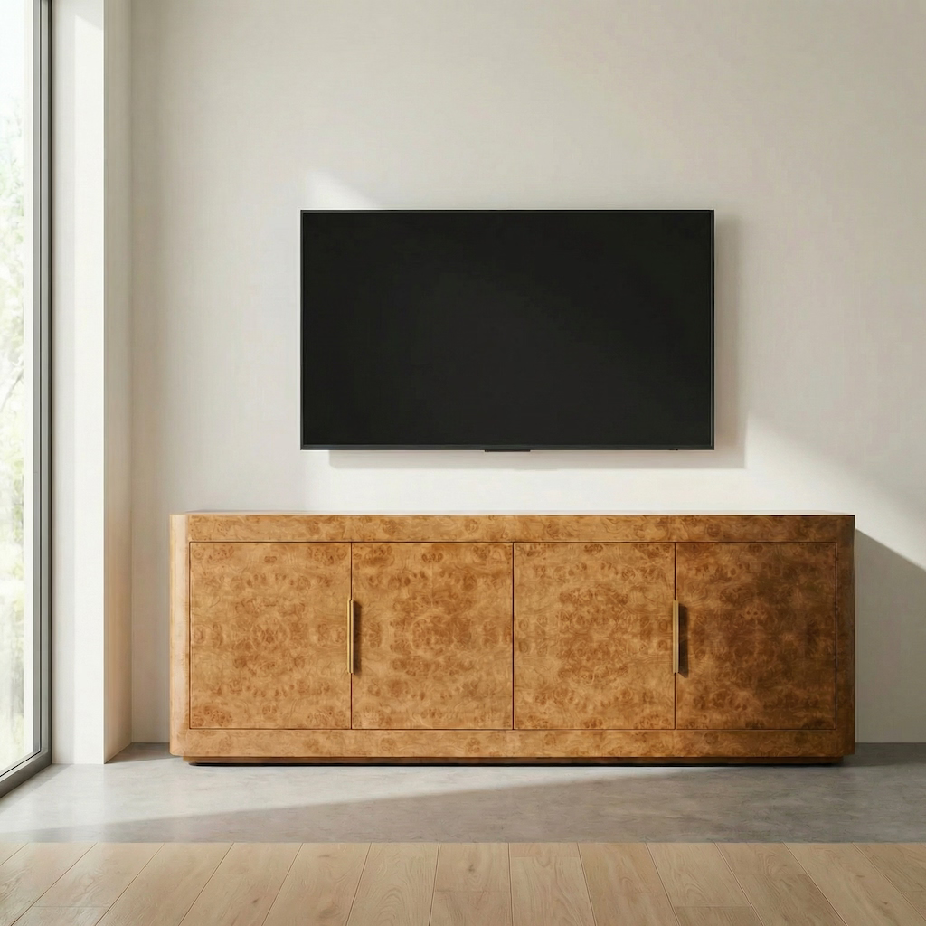 Dante burl wooden TV console with 4 doors