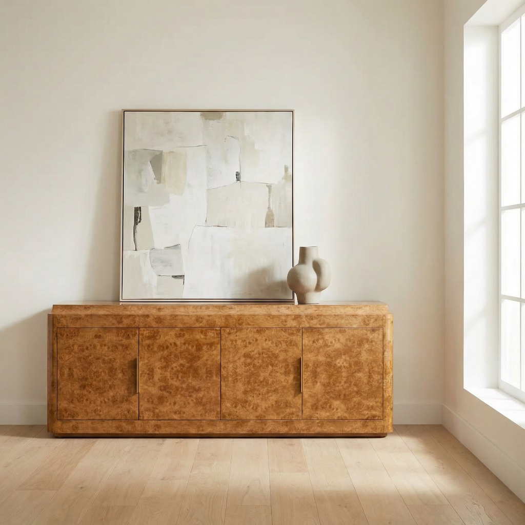 Dante burl wooden TV console with 4 doors