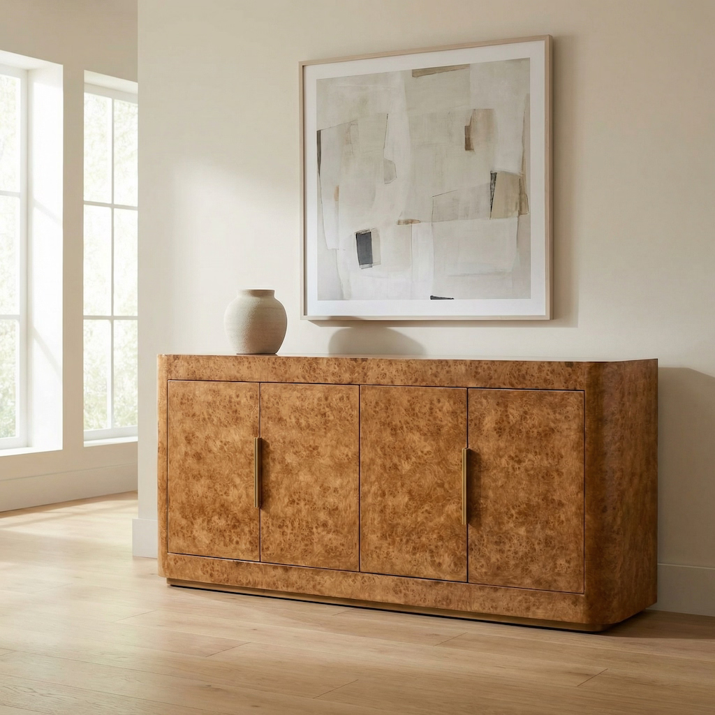 Dante burl wooden TV console with 4 doors