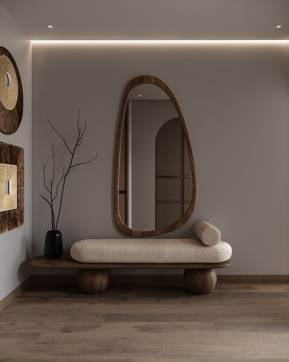 Bella wooden bench &amp; mirror 