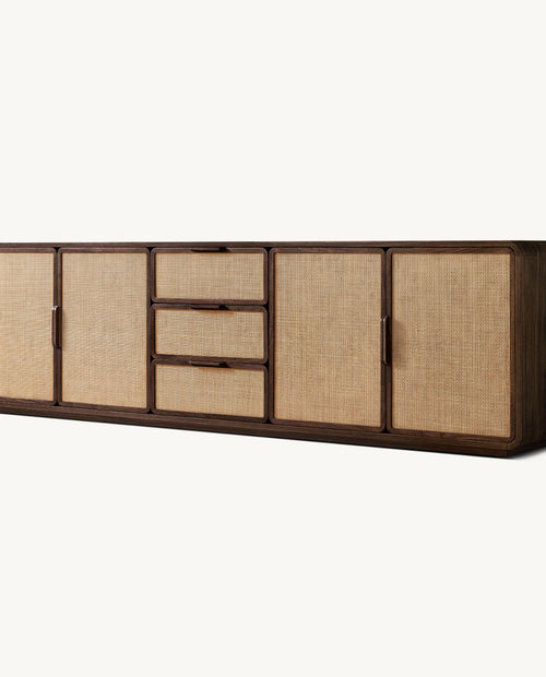 Tena wooden tv console dark walnut large