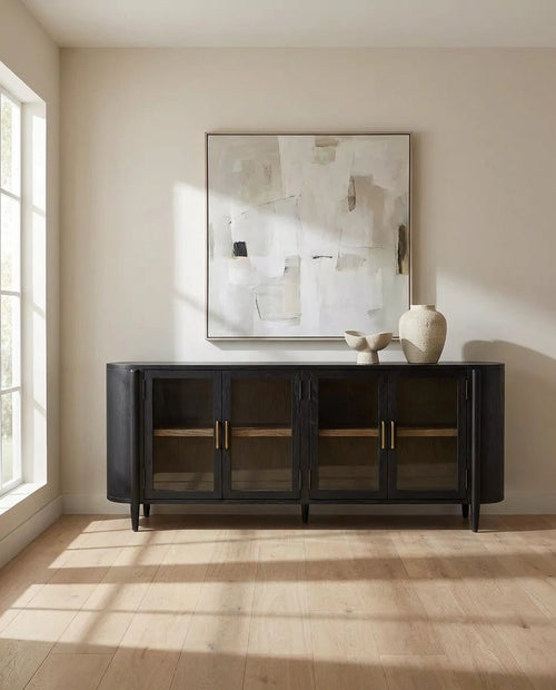 Line Cam Kapaklı Meşe Konsol