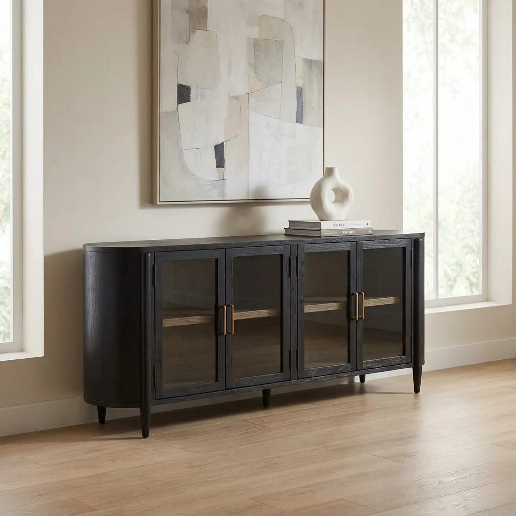 Line Cam Kapaklı Meşe Konsol