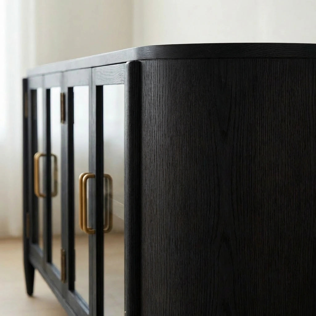 Line Cam Kapaklı Meşe Konsol